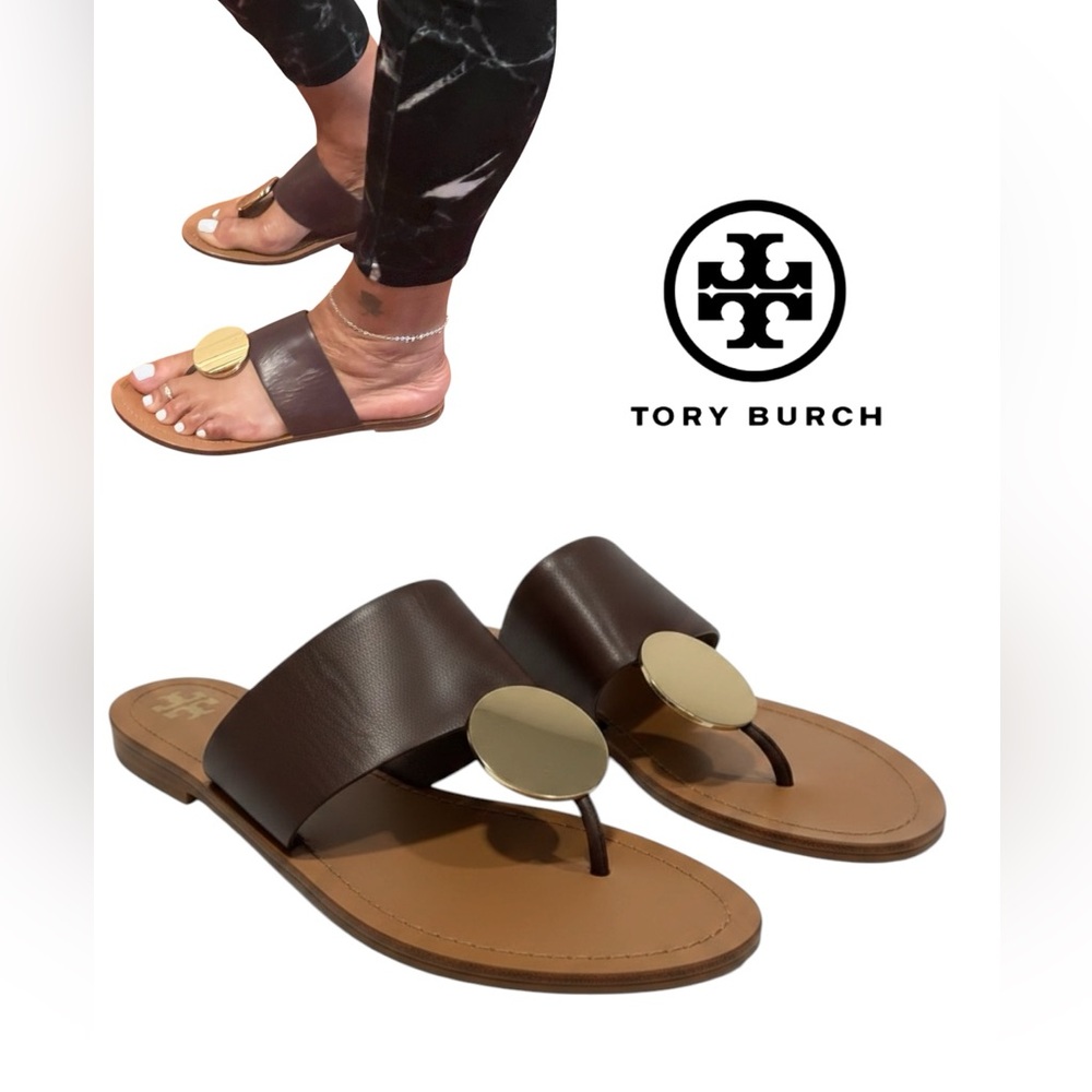 ✨ Tory Burch Leather Sandals Size 10 – Purple & Gold ✨
